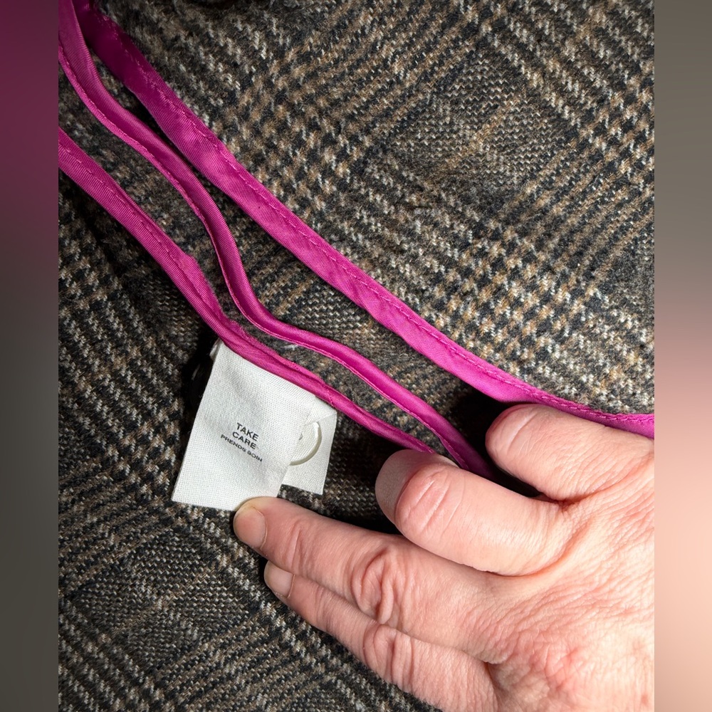 Avec Les Filles Plaid Coat Gray Large Long Jacket - Picture 6 of 8